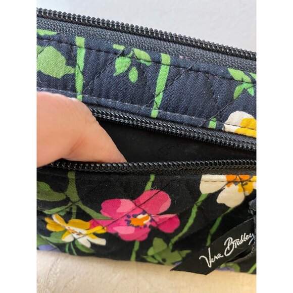 Vera Bradley Wallet Wild Flower Quilted Floral Turnlock Wallet With Zip Pocket - Picture 3 of 8